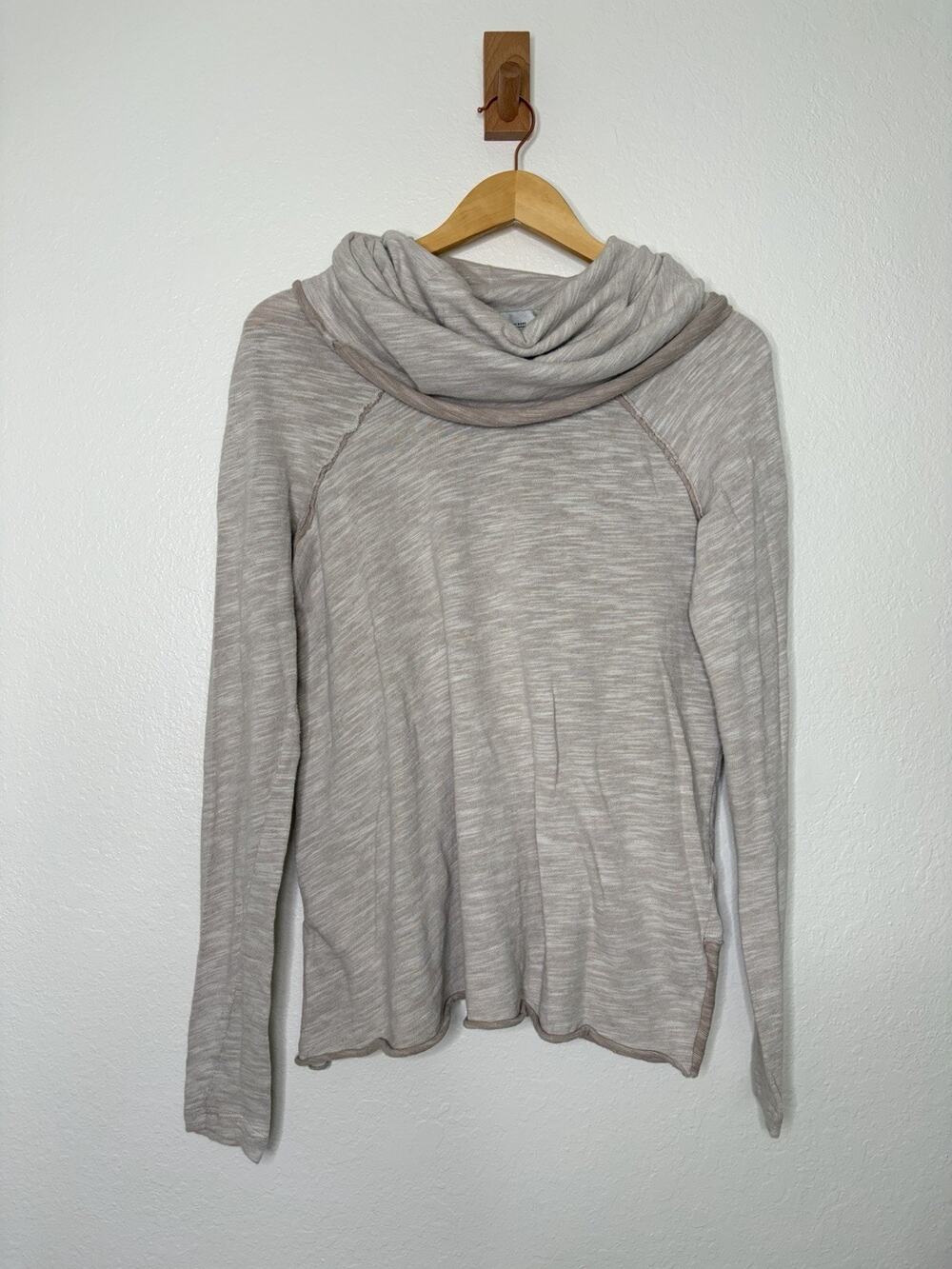 Free People Beach Cocoon Cream Cowl Neck Pullover OS Boho Chic Casual Loungewear